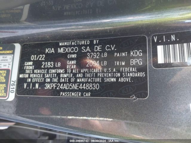 Photo 8 VIN: 3KPF24AD5NE448830 - KIA FORTE 