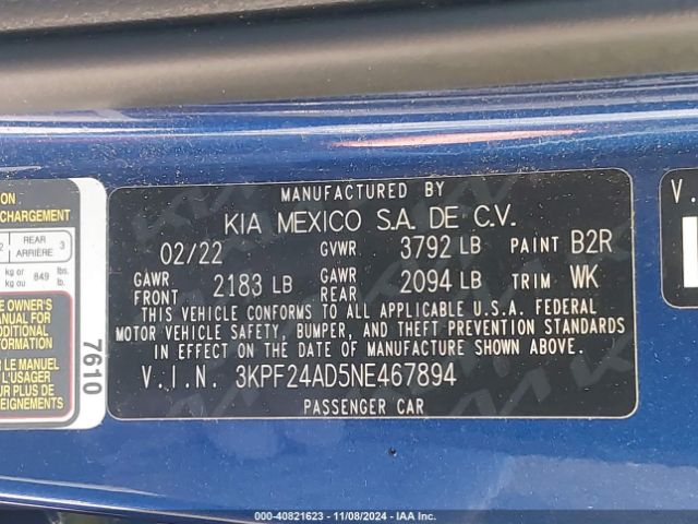 Photo 8 VIN: 3KPF24AD5NE467894 - KIA FORTE 