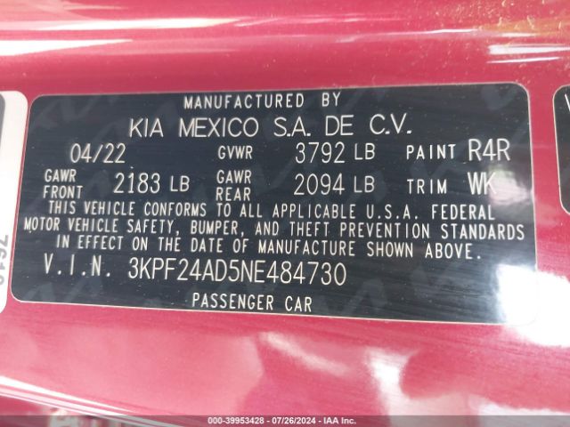 Photo 8 VIN: 3KPF24AD5NE484730 - KIA FORTE 