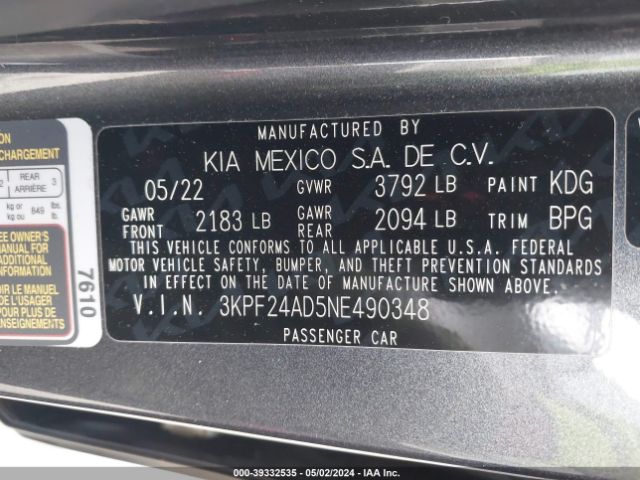 Photo 8 VIN: 3KPF24AD5NE490348 - KIA FORTE 