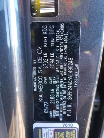 Photo 9 VIN: 3KPF24AD5NE496246 - KIA FORTE 