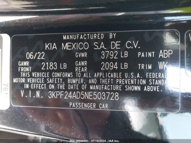 Photo 8 VIN: 3KPF24AD5NE503728 - KIA FORTE 