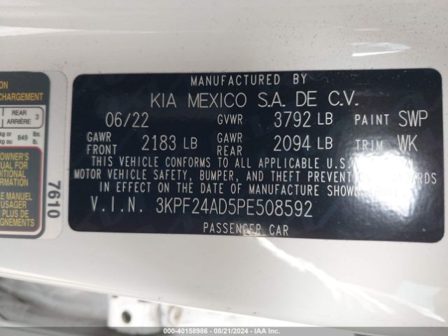 Photo 8 VIN: 3KPF24AD5PE508592 - KIA FORTE 