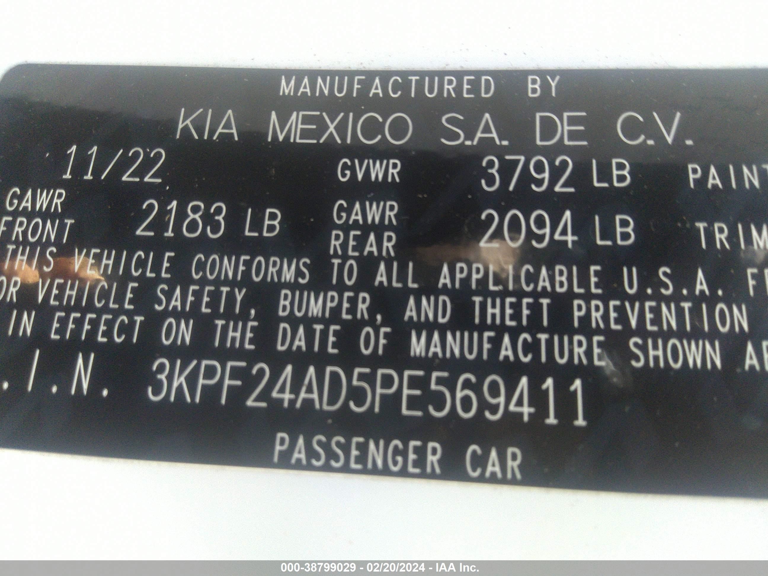 Photo 8 VIN: 3KPF24AD5PE569411 - KIA FORTE 