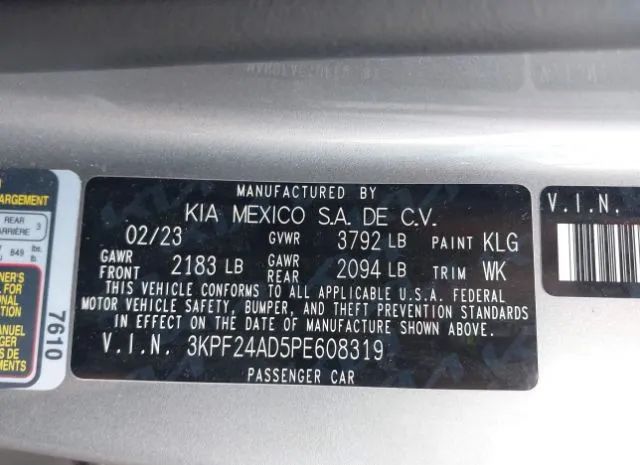 Photo 8 VIN: 3KPF24AD5PE608319 - KIA FORTE 