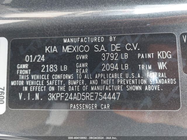 Photo 8 VIN: 3KPF24AD5RE754447 - KIA FORTE 