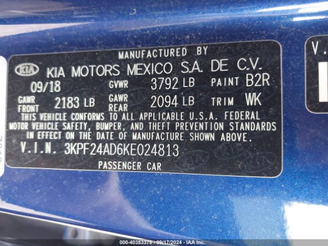 Photo 8 VIN: 3KPF24AD6KE024813 - KIA FORTE 