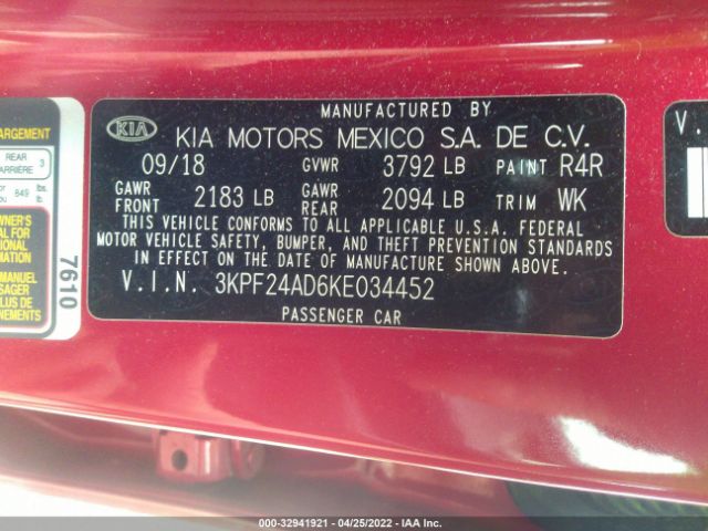 Photo 8 VIN: 3KPF24AD6KE034452 - KIA FORTE 