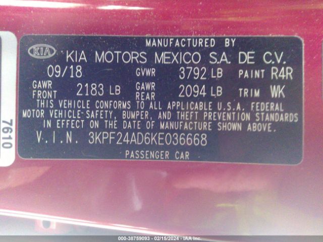 Photo 8 VIN: 3KPF24AD6KE036668 - KIA FORTE 