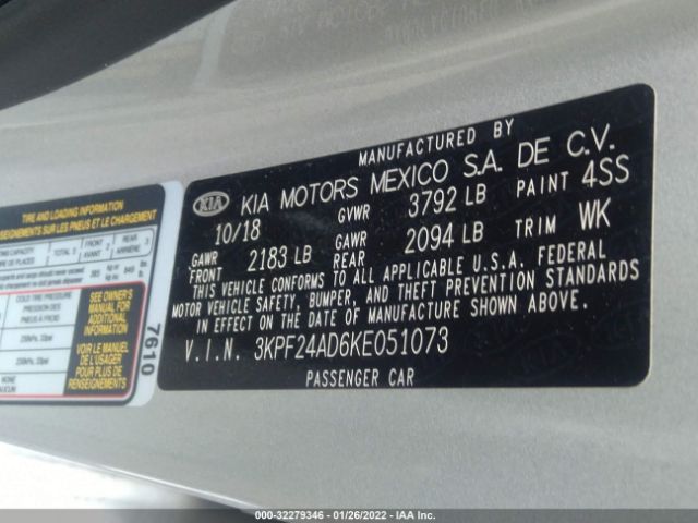 Photo 8 VIN: 3KPF24AD6KE051073 - KIA FORTE 