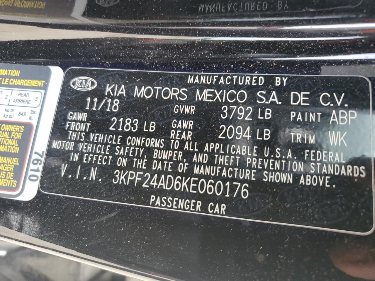 Photo 11 VIN: 3KPF24AD6KE060176 - KIA FORTE 