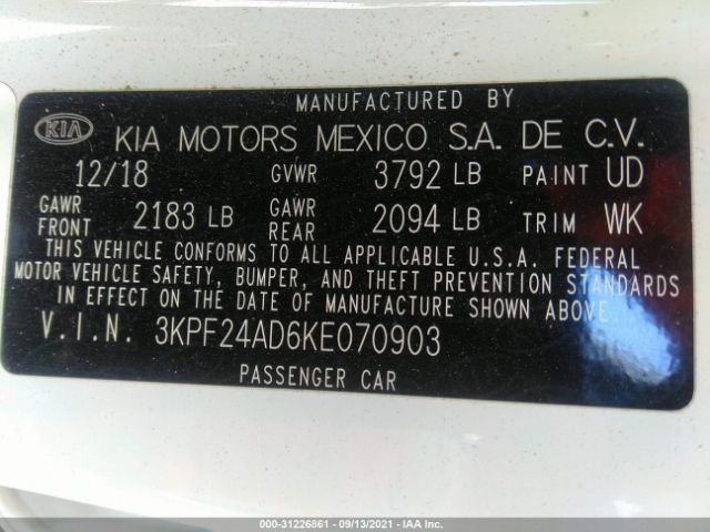 Photo 8 VIN: 3KPF24AD6KE070903 - KIA FORTE 