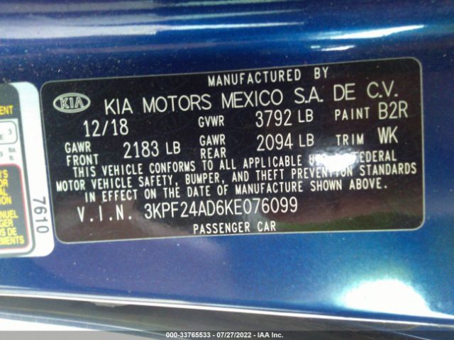 Photo 8 VIN: 3KPF24AD6KE076099 - KIA FORTE 