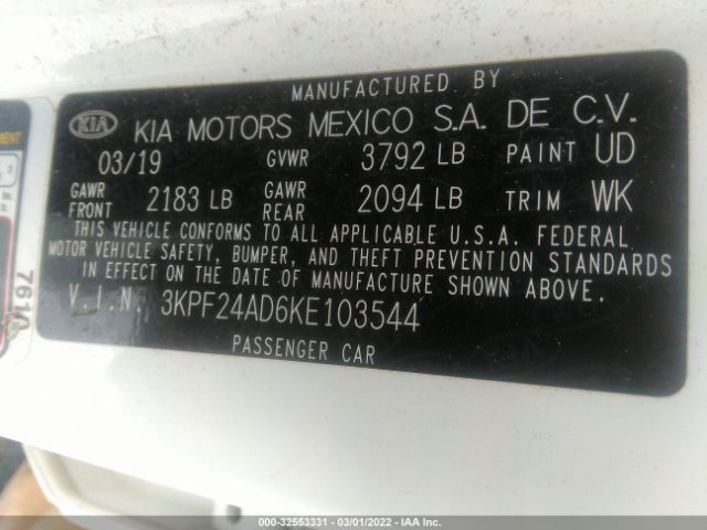 Photo 8 VIN: 3KPF24AD6KE103544 - KIA FORTE 