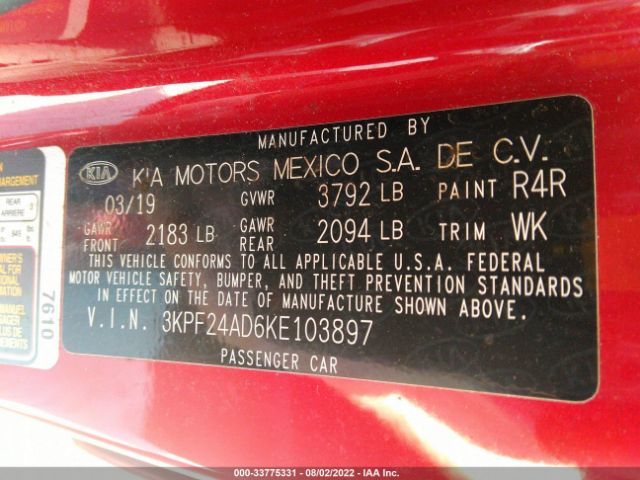 Photo 8 VIN: 3KPF24AD6KE103897 - KIA FORTE 