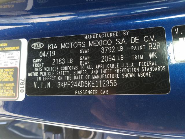 Photo 9 VIN: 3KPF24AD6KE112356 - KIA FORTE FE 