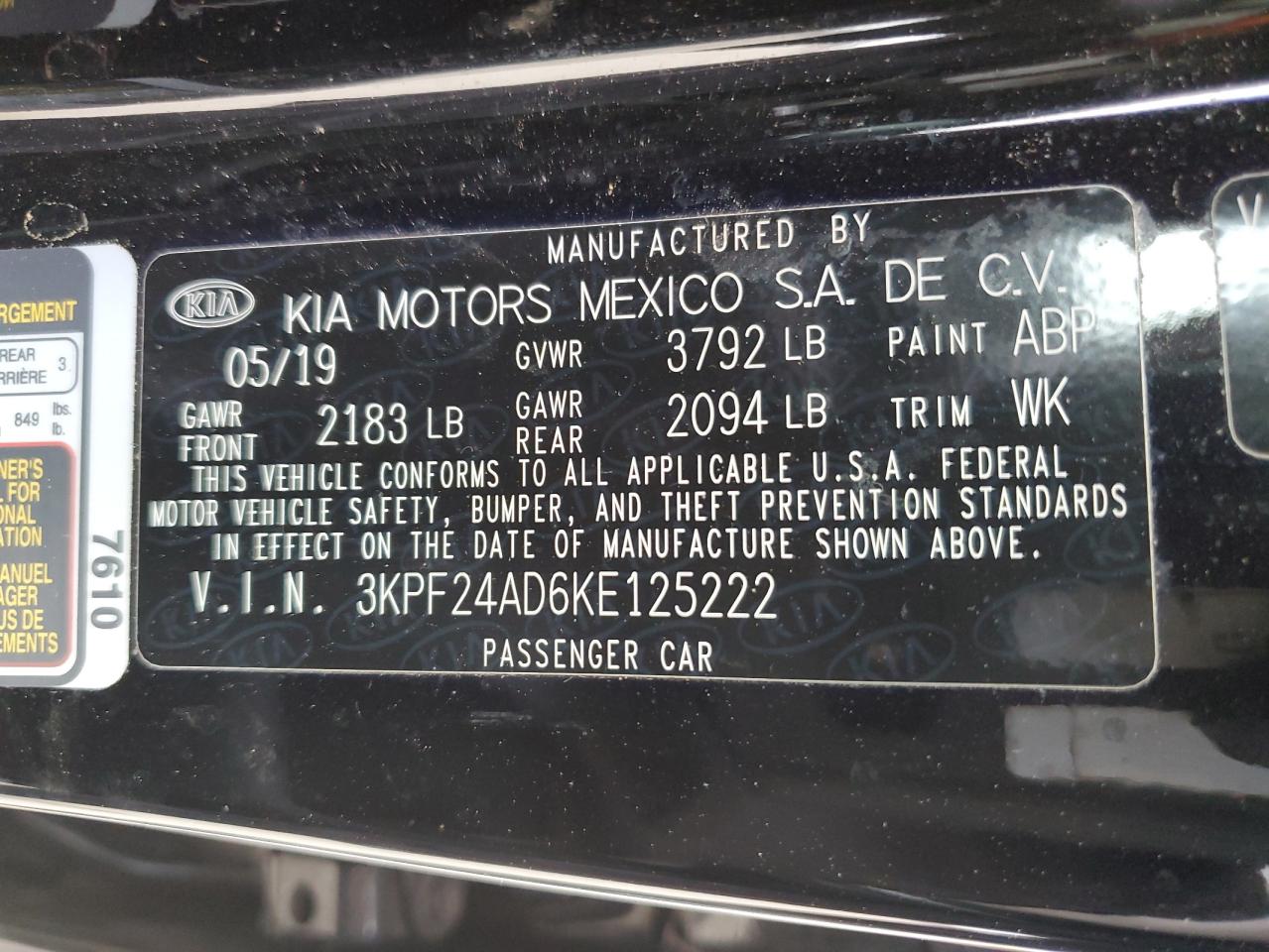 Photo 11 VIN: 3KPF24AD6KE125222 - KIA FORTE 