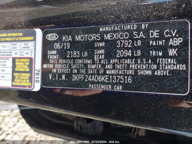 Photo 8 VIN: 3KPF24AD6KE137516 - KIA FORTE 