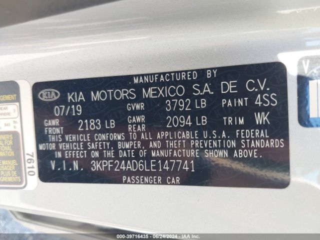 Photo 8 VIN: 3KPF24AD6LE147741 - KIA FORTE 