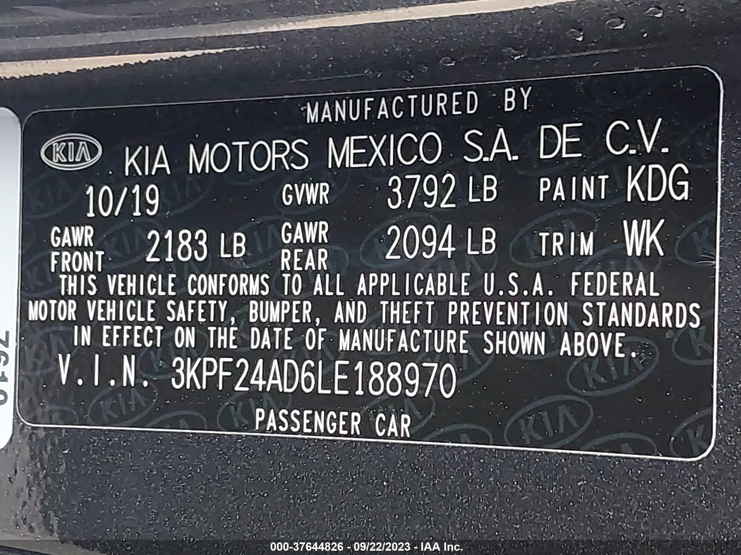 Photo 8 VIN: 3KPF24AD6LE188970 - KIA FORTE 