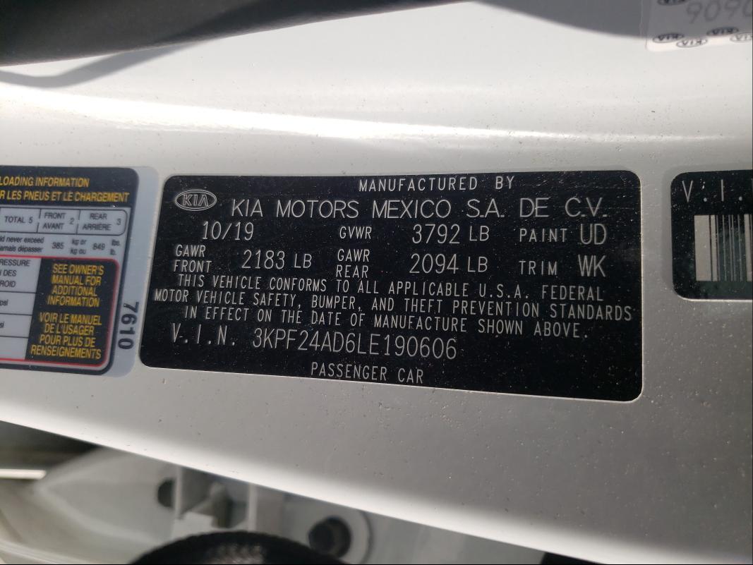 Photo 9 VIN: 3KPF24AD6LE190606 - KIA FORTE FE 