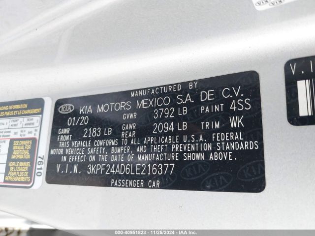 Photo 8 VIN: 3KPF24AD6LE216377 - KIA FORTE 