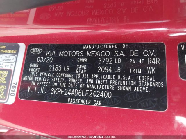 Photo 8 VIN: 3KPF24AD6LE242400 - KIA FORTE 