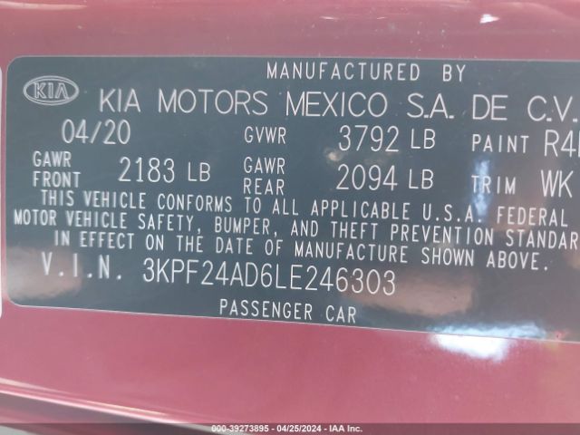 Photo 8 VIN: 3KPF24AD6LE246303 - KIA FORTE 