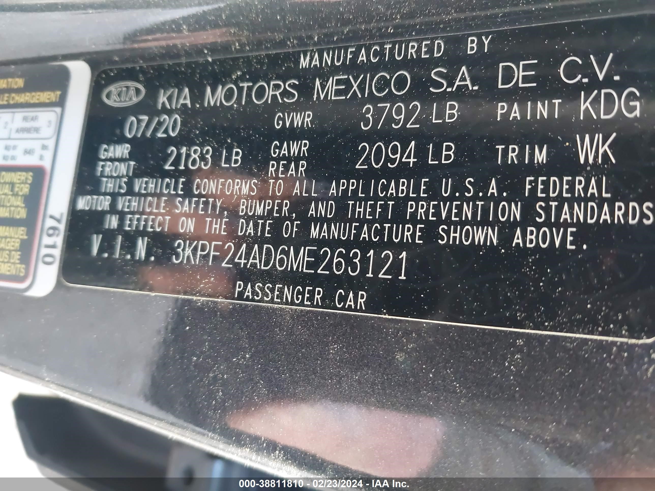 Photo 8 VIN: 3KPF24AD6ME263121 - KIA FORTE 