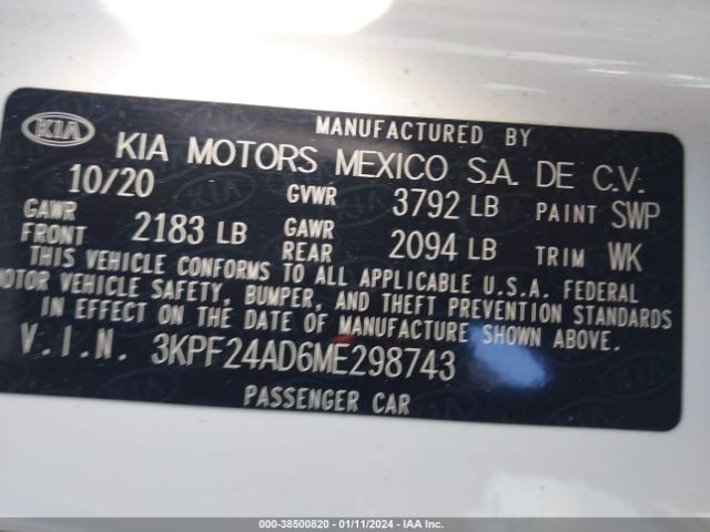 Photo 8 VIN: 3KPF24AD6ME298743 - KIA FORTE 