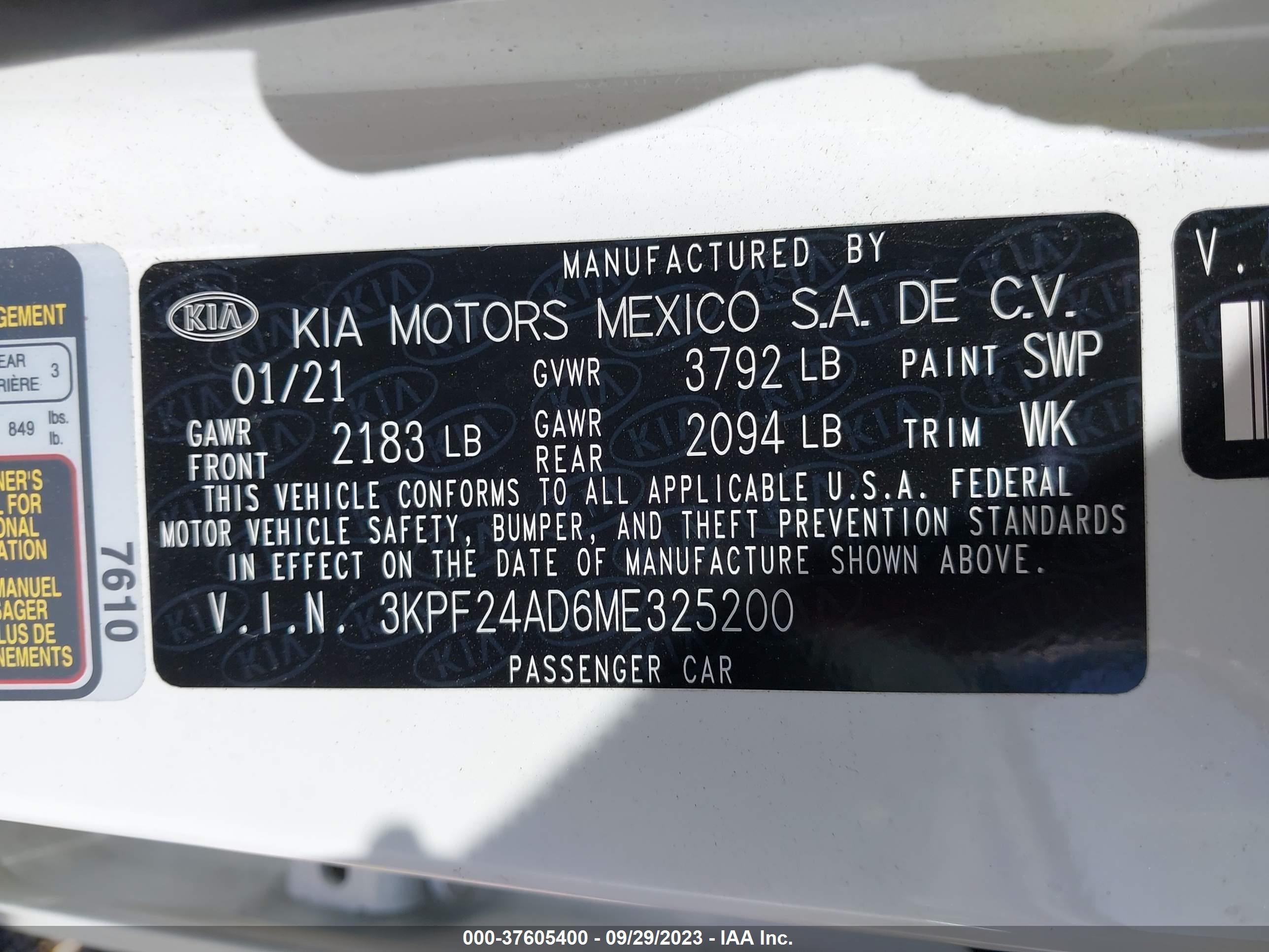 Photo 8 VIN: 3KPF24AD6ME325200 - KIA FORTE 