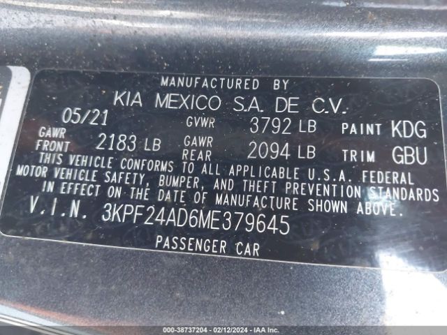 Photo 8 VIN: 3KPF24AD6ME379645 - KIA FORTE 