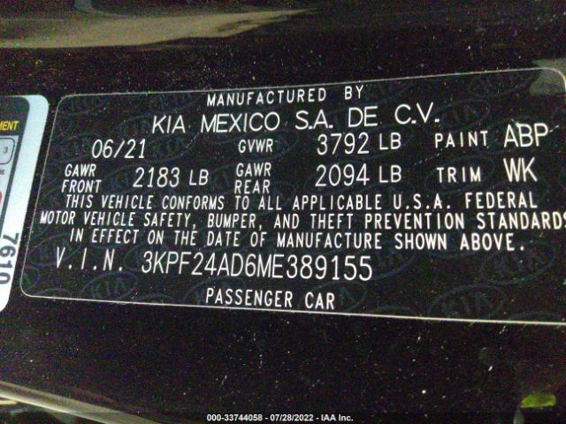 Photo 8 VIN: 3KPF24AD6ME389155 - KIA FORTE 