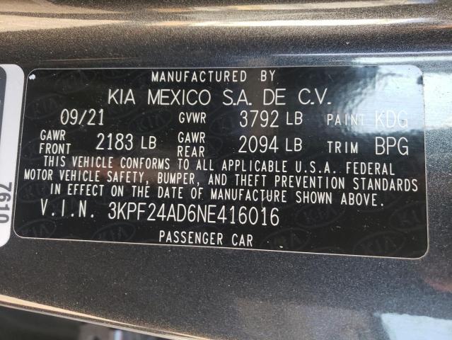 Photo 11 VIN: 3KPF24AD6NE416016 - KIA FORTE FE 