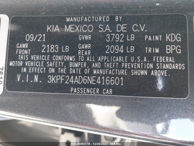 Photo 8 VIN: 3KPF24AD6NE416601 - KIA FORTE 