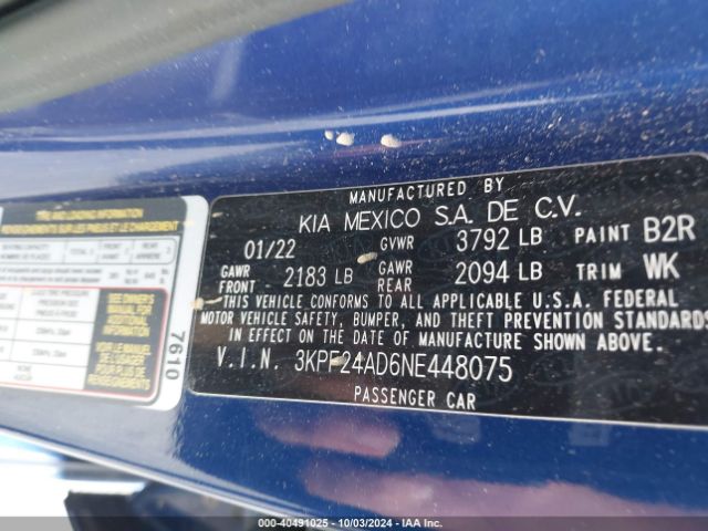 Photo 8 VIN: 3KPF24AD6NE448075 - KIA FORTE 