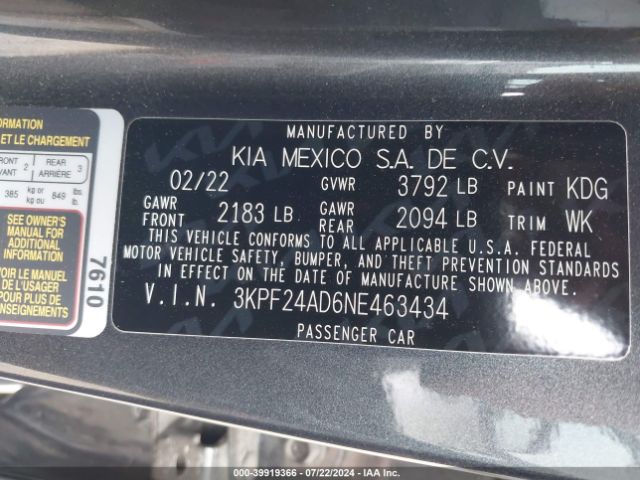 Photo 8 VIN: 3KPF24AD6NE463434 - KIA FORTE 