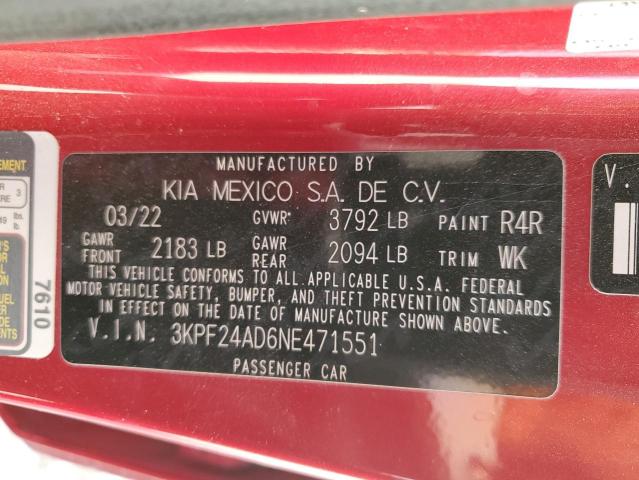 Photo 11 VIN: 3KPF24AD6NE471551 - KIA FORTE FE 