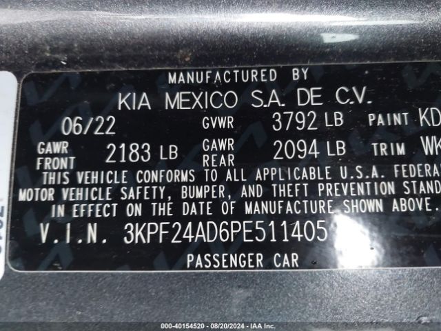 Photo 8 VIN: 3KPF24AD6PE511405 - KIA FORTE 