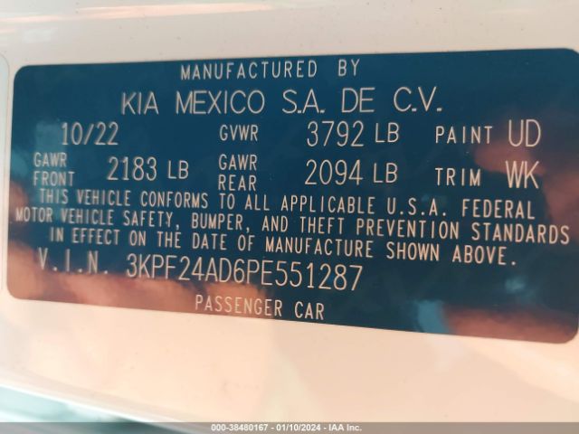 Photo 8 VIN: 3KPF24AD6PE551287 - KIA FORTE 