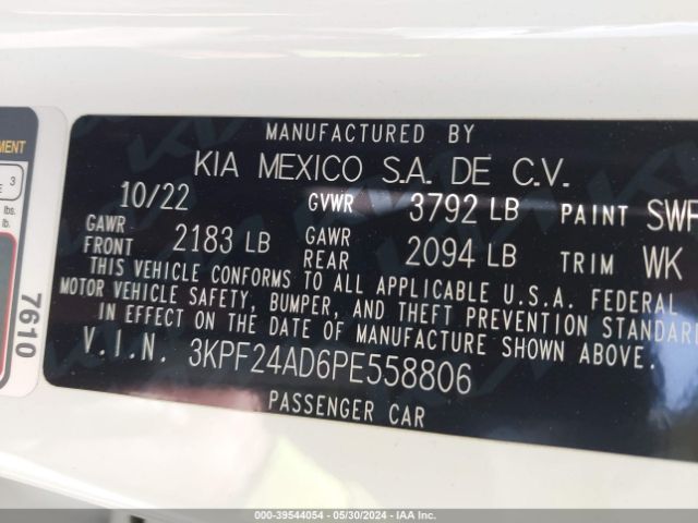 Photo 8 VIN: 3KPF24AD6PE558806 - KIA FORTE 