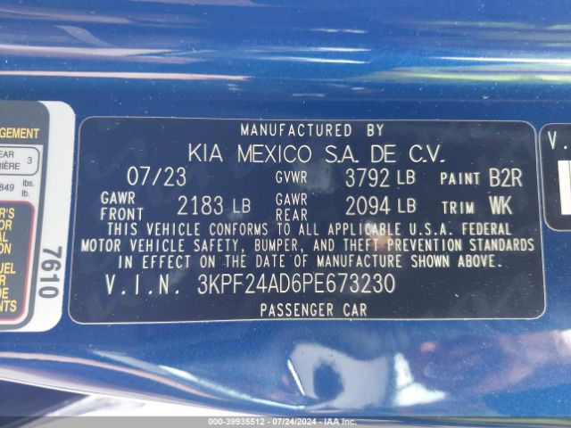 Photo 8 VIN: 3KPF24AD6PE673230 - KIA FORTE 