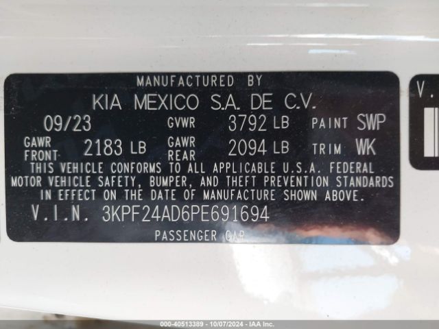 Photo 8 VIN: 3KPF24AD6PE691694 - KIA FORTE 