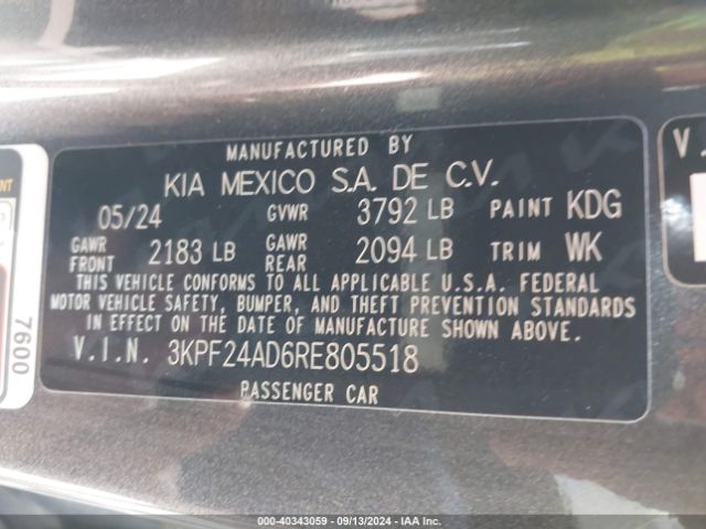 Photo 8 VIN: 3KPF24AD6RE805518 - KIA FORTE 