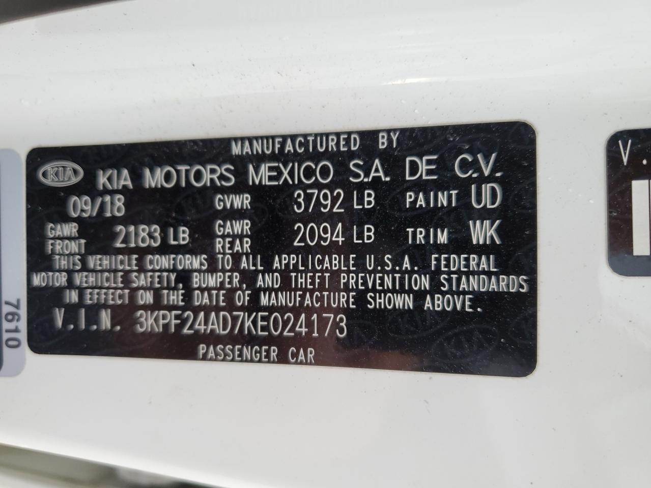 Photo 11 VIN: 3KPF24AD7KE024173 - KIA FORTE 