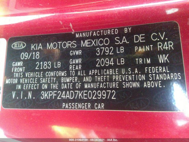 Photo 8 VIN: 3KPF24AD7KE029972 - KIA FORTE 