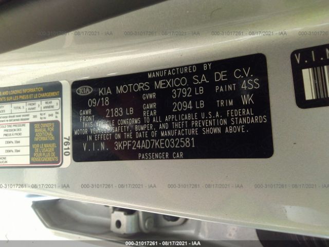 Photo 8 VIN: 3KPF24AD7KE032581 - KIA FORTE 