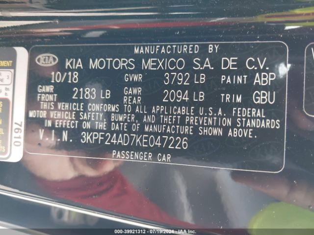 Photo 8 VIN: 3KPF24AD7KE047226 - KIA FORTE 