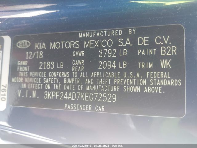 Photo 8 VIN: 3KPF24AD7KE072529 - KIA FORTE 