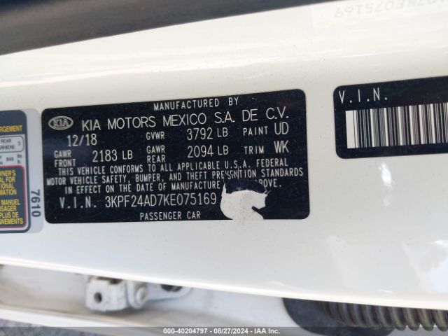 Photo 8 VIN: 3KPF24AD7KE075169 - KIA FORTE 